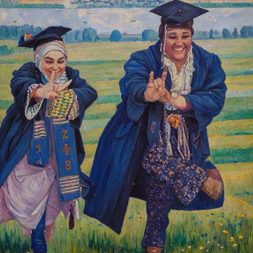 Vibrant Blue Graduation Celebration Art Print